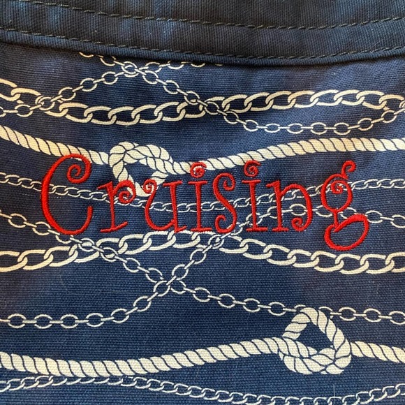 Thirty-One Cruisin Bag Blue White Nautical Vacation Canvas Travel Tote Clean NEW - Picture 9 of 12